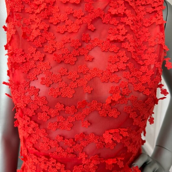 Cynthia Rowley sleeveless lace midi dress Red Size 6 NWT - Picture 5 of 10